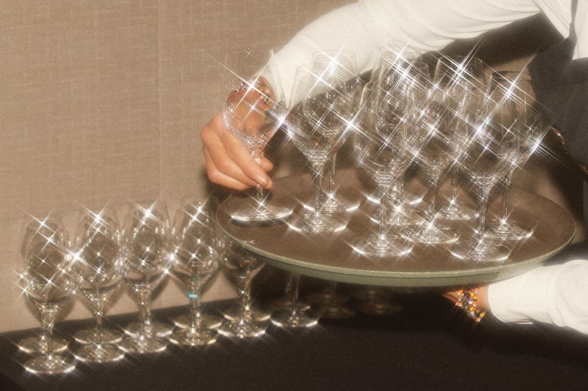 Person holding VineWise tote bag with wine variety names